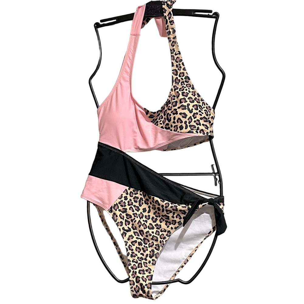 Pesilo Colorblock Leopard Print One-Piece Swimsuit – Size M - NWT - Picture 2 of 6
